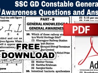 SSC GD General Awareness Questions and Answers