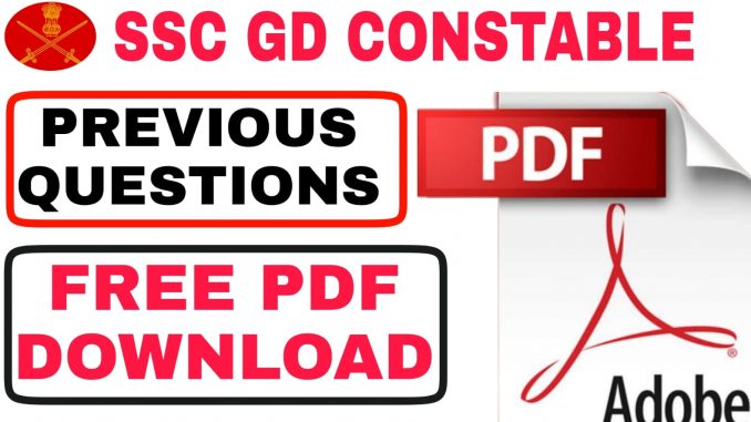 SSC GD Constable General Awareness Questions PDF SSC GD Constable General Awareness Questions PDF