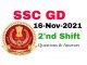 SSC GD 16 November 2021 2'nd Shift Questions and Answers