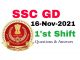 SSC GD 16 November 2021 1'st Shift Questions and Answers