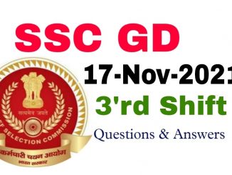 SSC GD 17 November 2021 3'rd Shift Questions and Answers