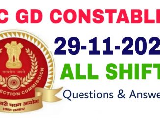 SSC GD 29 November 2021 All Shift Questions and Answers