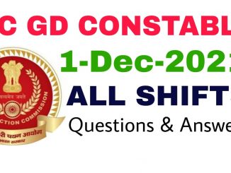 SSC GD 1 December 2021 All Shift Questions and Answers