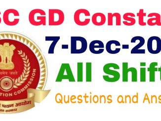SSC GD 7 December 2021 All Shift Questions and Answers