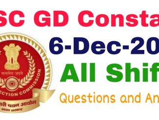 SSC GD 6 December 2021 All Shift Questions and Answers