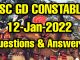 SSC GD 12 January 2023 1st Shift Questions and Answers