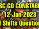 SSC GD 12 January 2023 All Shifts Questions and Answers