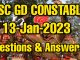 SSC GD 13 January 2023 All Shifts Questions and Answers