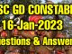 SSC GD 16 January 2023 All Shifts Questions and Answers