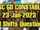 SSC GD 23 January 2023 All Shifts Questions and Answers