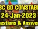 SSC GD 24 January 2023 All Shifts Questions and Answers
