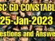 SSC GD 25 January 2023 All Shifts Questions and Answers