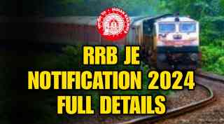 RRB JE Notification 2024 Full Details