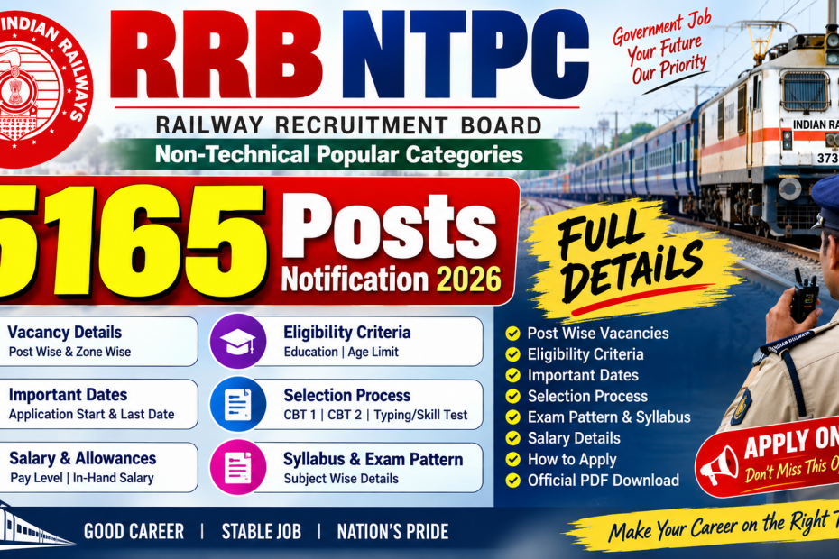 RRB NTPC 5165 Posts Notification 2026 Full Details